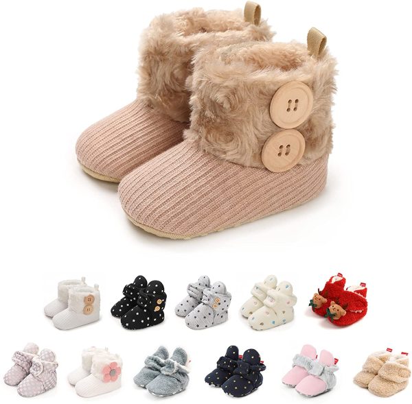 Kfnire Baby Booties, Unisex Baby Boy Girl Toddler Soft Winter Warm Fur Snow Boot - Image 2