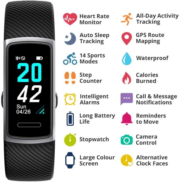 Delvfire Arcturus Fitness Tracker, Heart Rate, Waterproof, Step Counter, Sleep Monitor, Calorie Counter, Alarms, Multi-Sport Mode, Colour Screen, Call Message Notifications, for Men and Women - Image 5