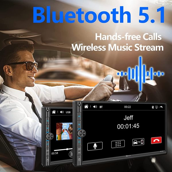 PLZ MP-E100 Double Din Car Stereo with Bluetooth 5.1, Mirror Link for Android/iOS, 7 Inch HD Touchscreen MP5 Player, Supports Rear Front View Camera, RDS/AM/FM, USB/TF, Steering Wheel Control - Image 4