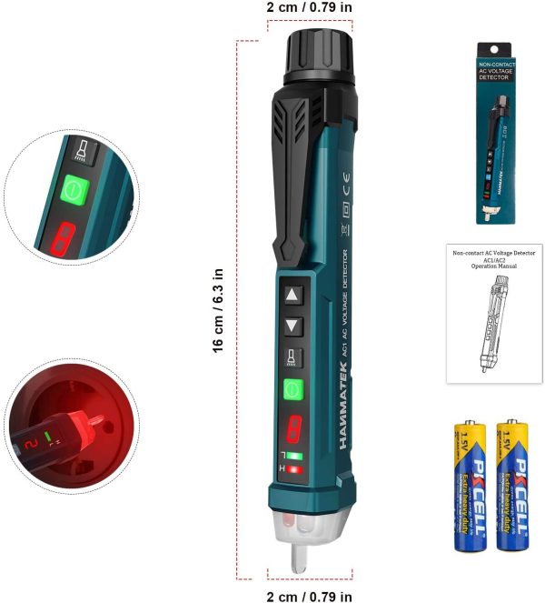 Non-Contact Voltage Tester with 9 Gear Adjustable Sensitivity Voltage Detector Pen AC Circuit Tester Tool LCD Display LED Flashlight Buzzer Alarm Range12V-1000V & Live/Null Wire Judgment AC1