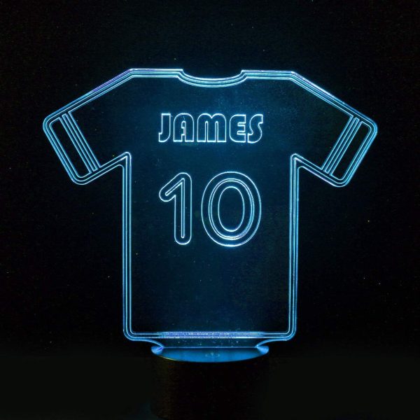 Personalised Football Shirt Night Light, Colour Changing Football Lamp For Kids Bedroom - Image 4