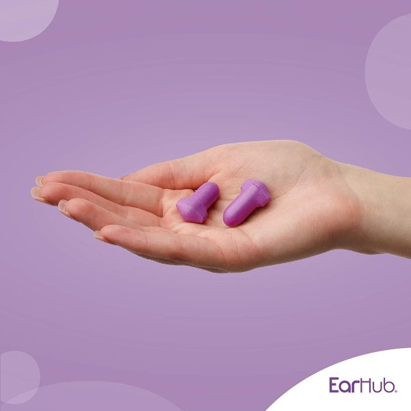 EarHub Sleepwell Soft Foam Earplugs 10 Pairs. Hearing Protection 33dB. Ear Plugs Best Used for Sleep. Also Used for Travel, Work, Study & Concerts, Purple - Image 5