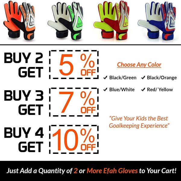 EFAH SPORTS Football Goalkeeper Gloves For Boys kids children adult Soccer Goalie Gloves Protection Super Grip Palms