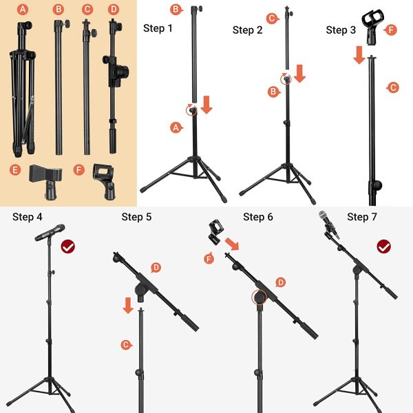 CAHAYA Tripod Boom Sheet Microphone Stand Metal Portable with Carrying Bag, for Performance Singing Speech Wedding Stage and Outdoor CY0239 - Image 4