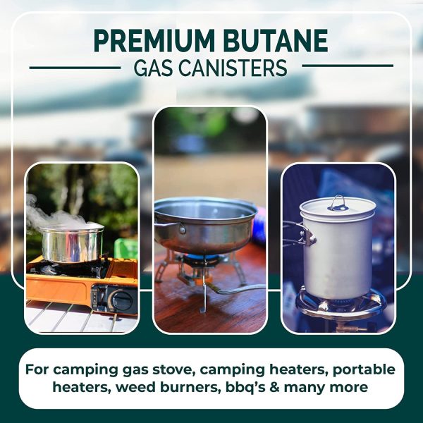 Green Haven Premium Butane Gas Canisters | Camping Gas Canister for Camping Stove, Blowtorch, BBQ, Gas Weed Burner | EN417 Gas Canister Gas Cartridge Gas Cylinders for Camping | Gas Cylinder - Image 7