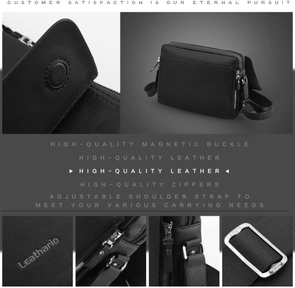 Leathario Men Messenger Bag Leather Laptop Briefcase Bag for Men PU Leather Shoulder Crossbody Bag Business Work Satchel Travel - Image 2