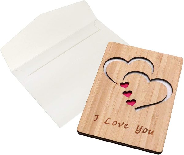 Real Bamboo Wood I Love You Card, Wooden Greeting Cards for Any Occasion, to Say Happy Valentines Day Card, Anniversary, Gifts for Wife, Him, Or Her, Or Just Because - Image 4