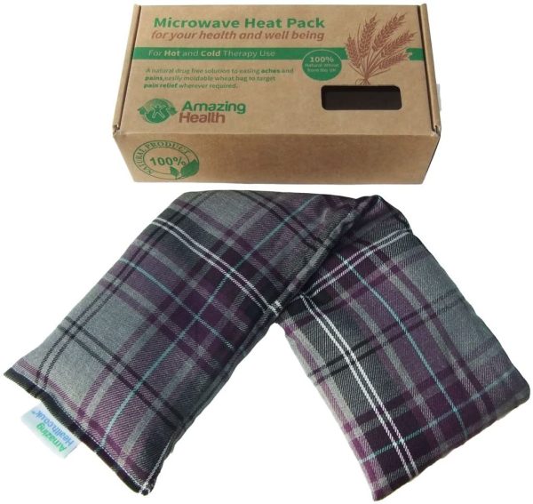 Heat Pack Cotton Tartan Microwave Wheat Bag 46cm long (Lavender, Purple) - Image 2