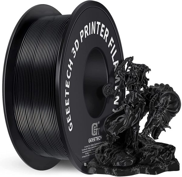 PLA Filament 1.75mm Black,  New 3D Printing Filament PLA for 3D Printer and 3D Pen, 1kg 1 Spool - Image 2