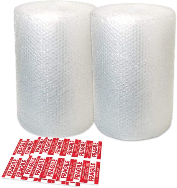 MERRIMEN Cushioning Bubble Wrap 2x ROLLS OF 300MM x 11M TOTAL AMOUNT - Small Air Bubble 300mm with 20 Fragile Stickers - Image 4