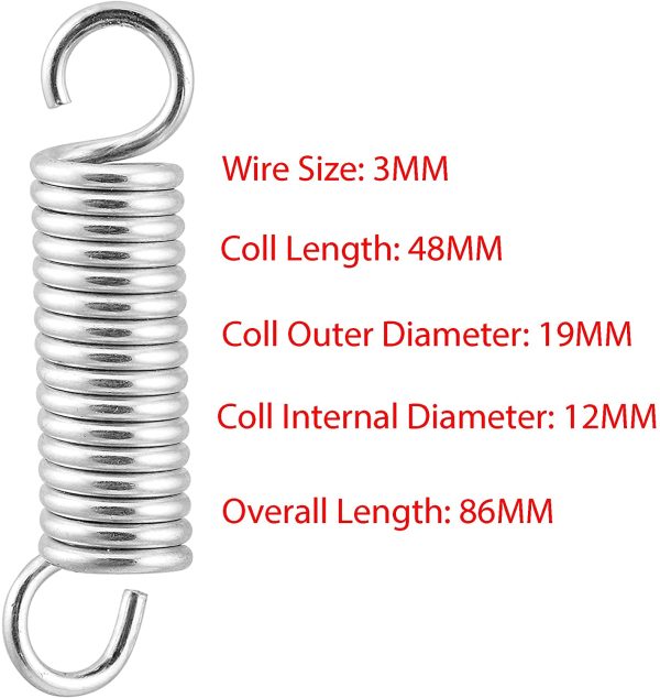 Extended Compressed Spring Small Dual Hook Ends Heavy-Duty Stainless Steel Replacement?Springs Tension Spring for Tents, awnings, caravans - Fastening Accessories (Pack of 2) - Image 5