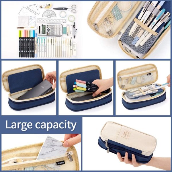 EASTHILL Big Capacity Pencil Pen Case Office College School Large Storage High Capacity Bag Pouch Holder Box Organizer Navy - Image 6