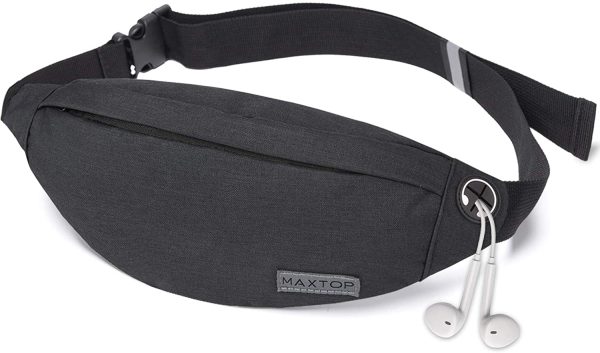 MAXTOP Bumbag Waist Fanny Pack Running Belt for Men Women Unisex Bum Bag with Headphone Jack and 4-Zipper Pockets Adjustable Belt for Outdoors Workout Hiking Gifts for Men Women - Image 4