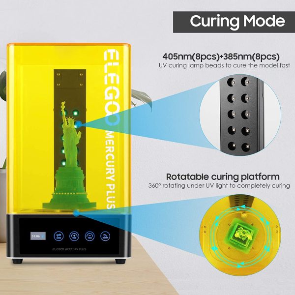 ELEGOO Mercury Plus 2 in 1 Wash and Curing Machine for LCD/DLP/SLA 3D Printed Models Resin UV Curing Box for Mars Series Photon S Photon Mono with Rotary Curing Turntable and Washing Bucket - Image 2