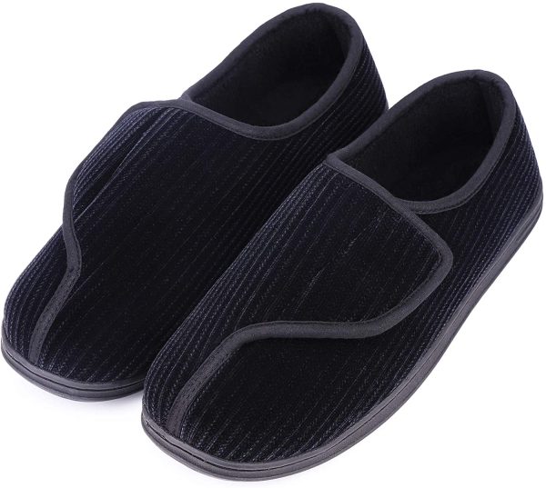 LongBay Men's Diabetic Wide Fit Memory Foam Slippers Comfy Warm Plush Fleece Arthritis Edema Swollen House - Image 4