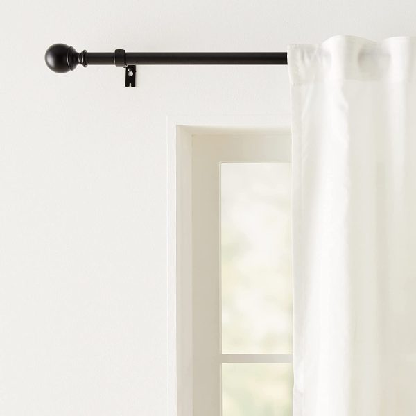 Curtain Rod with Round Finials, 91 to 182 cm, Black