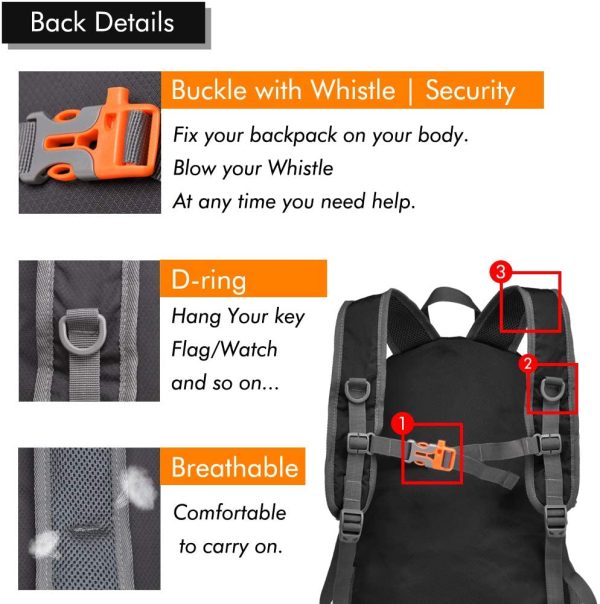 MAXTOP 40L Backpack Ultra Lightweight Packable Foldable Rucksack Water Resistent For Men Women s Outdoor Camping Hiking Travel Daypack Handy Durable Gifts For Men Women - Image 4