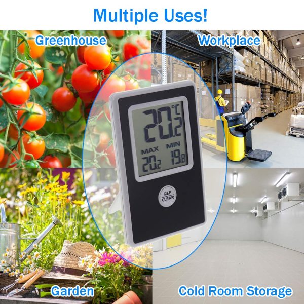 Digital Max Min Greenhouse Thermometer - Monitor Maximum and Minimum Temperatures For Use In The Garden Greenhouse or Home and Can Be Used Indoor or Outdoor Easily Wall Mounted - Image 3