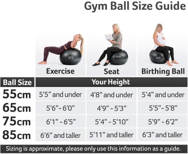 Core Balance Gym Ball Exercise Fitness Yoga Pregnancy Anti Burst 55cm 65cm 75cm 85cm Pump - Image 4