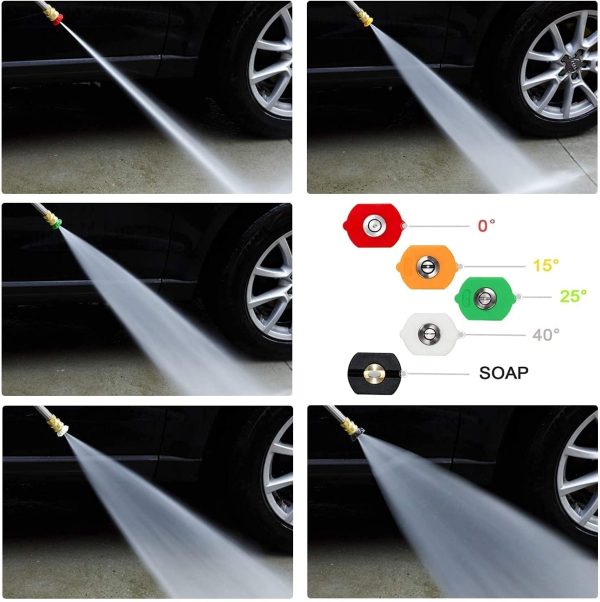 High Pressure Washer Gun Handle with 5 Water Nozzle Tip,Water Wash Cleaner for Car Cleaning Kit(M22 14MM Fitting Hose Connector & 1/4" Karcher Quick Connector) Power Wand 4350 PSI - Image 9