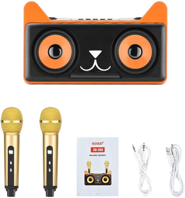 Karaoke Machine with 2 Wireless Microphones S SMAUTOP Rechargeable Bluetooth Speaker Portable PA System Karaoke Singing Machine with Phone Holder for Kids & Adults, Support AUX / USB / TF Card Input - Image 6