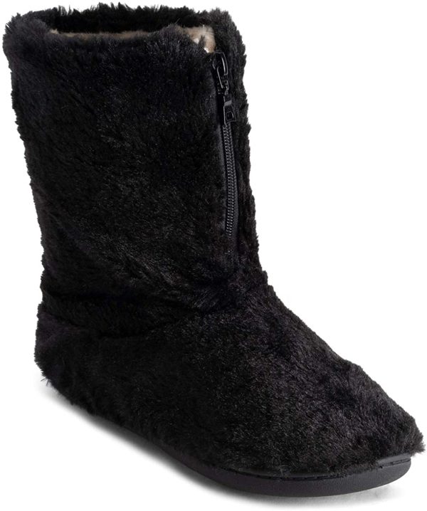 Polar Womens Memory Foam Zipper Faux Fur Covered Rubber Sole Indoor Outdoor Cosy Luxury Boot Slippers - Image 4