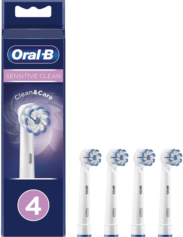 Oral-B Sensitive Clean Electric Toothbrush Head with Clean & Care Technology, Extra Soft Bristles for Gentle Plaque Removal, Pack of 4, White - Image 6