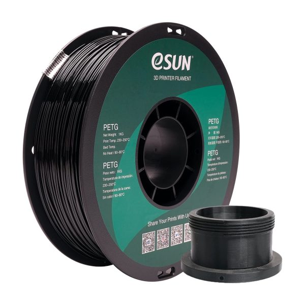 eSUN PETG Filament 1.75mm, 3D Printer Filament PETG, Dimensional Accuracy +/- 0.05mm, 1KG Spool (2.2 LBS) 3D Printing Filament for 3D Printers, Solid Black - Image 2