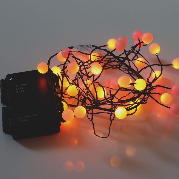 Berry Christmas Lights - 40 LED Sunset Berry Lights. Red, Orange and Yellow. Multi-Colour Christmas Lights. Battery Powered Fairy Lights for Indoor use - Image 5