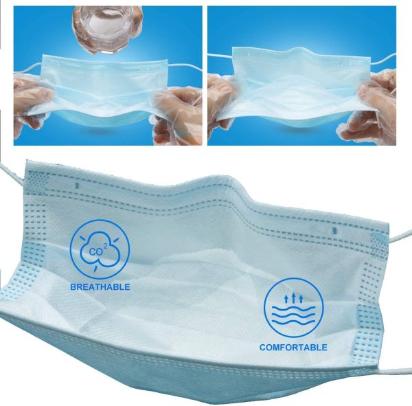 Disposable 3-Layer Protective Face Masks, High Filterability, Suitable for Sensitive Skin (100) - Image 3