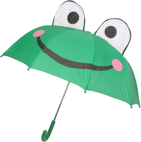 Drizzles Childrens 3D Dome Animal Umbrella with Crook Handle Green