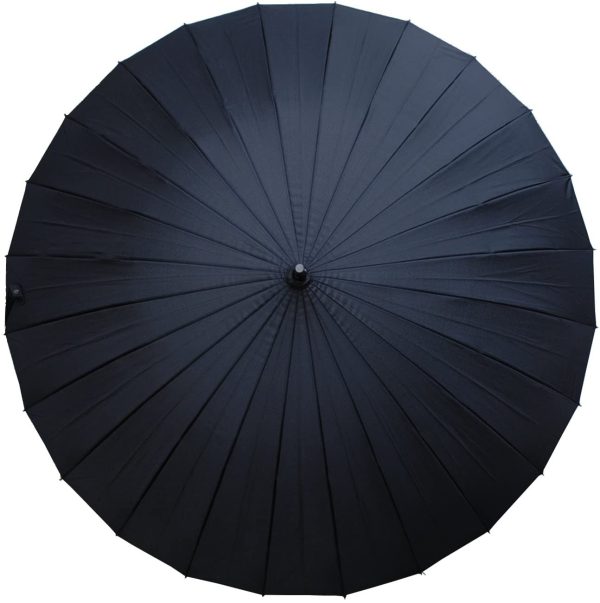 COLLAR AND CUFFS LONDON - 24 Ribs for Super-Strength - Windproof 60MPH Extra Strong - Triple Layer Reinforced Frame with Fiberglass - Auto - Hook Handle Wood - Black Canopy Umbrella - Automatic - Image 4