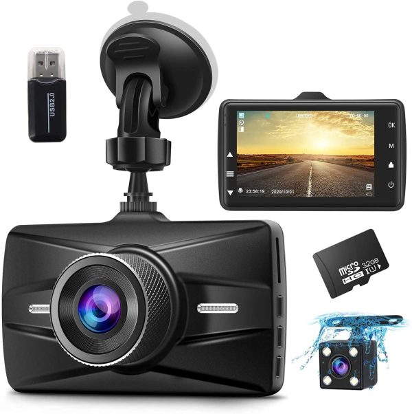 Dash Cam Front and Rear 1080P Full HD with 32GB SD Card Car Dual Dash Camera with F1.8 3 Inch IPS Screen Dashboard Camera Dashcam for Car 170??Wide Angle Aluminum Alloy,Loop Recording,G-sensor - Image 8