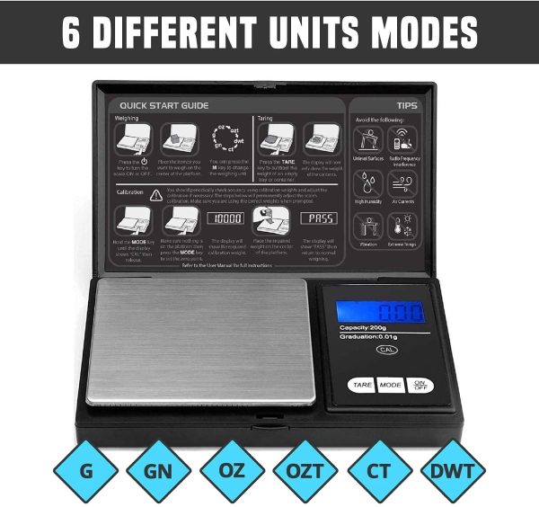 Digital Pocket Scale - 200g x 0.01g - Black (Batteries Included)