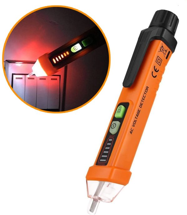 PEAKMETER Electric Voltage Tester Non-Contact, Voltage Detector Pen 12-1000V AC Inductive Digital Voltage Measuring Tool with LED Flashlight, Alarm Mode, Live/Null Wire Judgment - Image 5