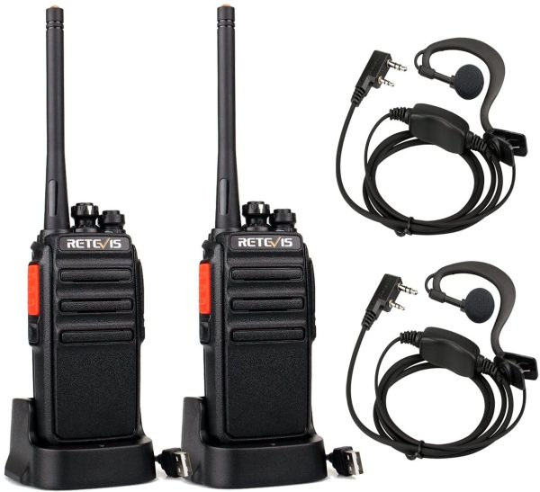 Retevis RT24 Walkie Talkie PMR446 License-free Professional Two Way Radio 16 Channels Walkie Talkies Scan TOT with USB Charger and Earpieces (Black, 1 Pair) - Image 3