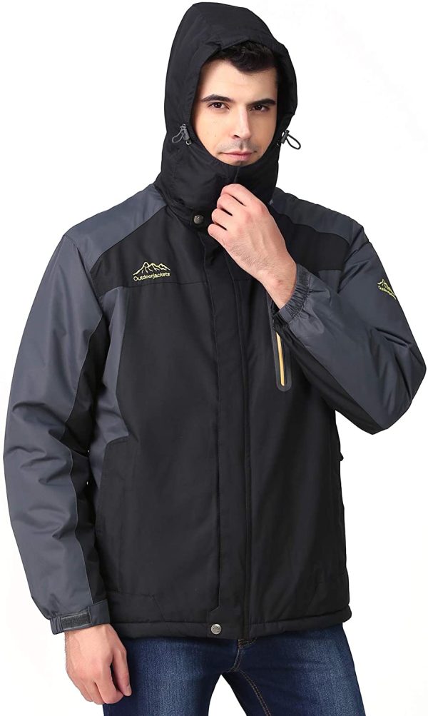 R RUNVEL Men's Waterproof Fleece Jacket Windproof Winter Coats - Image 2