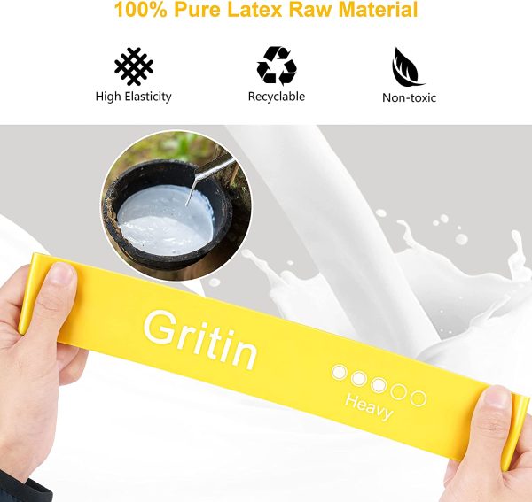 Gritin Resistance Bands, [Set of 5] Skin-Friendly Resistance Fitness Exercise Loop Bands with 5 Different Resistance Levels - Carrying Case Included - Ideal for Home, Gym, Yoga, Training - Image 4