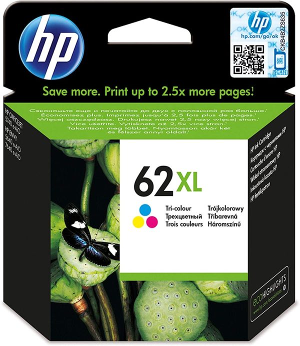 HP C2P07AE 62XL High Yield Original Ink Cartridge, Tri-color, Single Pack - Image 6