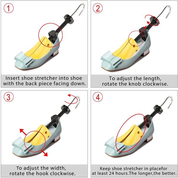 Halcent Pair of Two-Way Shoe Stretcher Kit Plastic & Metal Shoe Stretchers Expander Shoe Tree with Shoe Horn for Men and Women