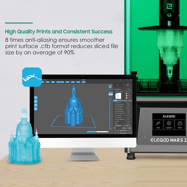 ELEGOO Mars 2 Mono MSLA 3D Printer UV Photocuring LCD Resin 3D Printer with 6.08 inch 2K Monochrome LCD, Printing Size 129 * 80 * 150mm / 5.08 * 3.15 * 5.90inch - Image 6