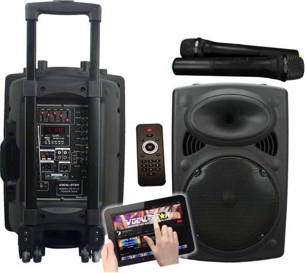 Portable Bluetooth Karaoke Machine & 300w Speaker, 2 Wireless Microphones Vocal-Star VSP120 - Image 5