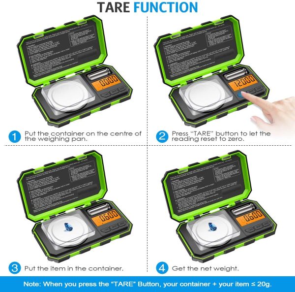 Digital Pocket Scale, 20g/0.001g Milligram Scale, Portable Jewelry Scale with 20g Calibration Weights and Tweezers, High Precision Scale with Tare and PCS Features for Chiristmas Green