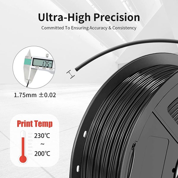 PLA 3D Printer Filament 1.75mm,  PLA Filament, Dimensional Accuracy +/- 0.02 mm, 1 kg Spool, PLA 1.75 Grey - Image 7