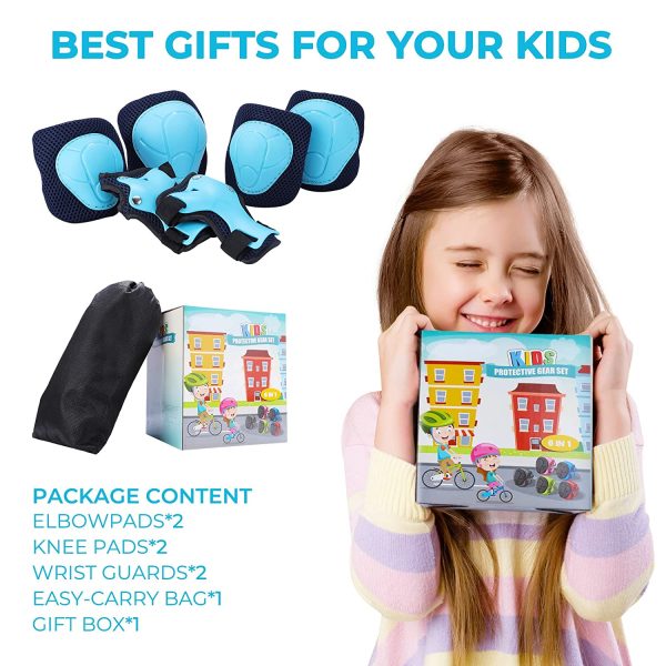 Kids Knee Pads with Gift Box, 6pcs Adjustable Boys Girls Knee and Elbow Pads Wrist Guards with Ultra Ventilated Mesh for Ages 3-7, Toddler Children Protective Gear Set for Cycling Biking Skating - Image 5