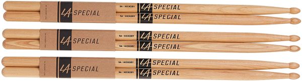 LA Specials Drum Sticks - 5A Drumsticks - Drum Sticks Set for Acoustic Drums or Electronic Drums - Oval Wood Tip - Hickory Drum Sticks - Consistent Weight and Pitch - 3 Pairs - Image 5