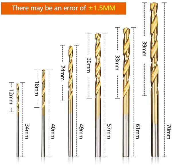 MOHOO HSS Shank Drill Bit Set 60PCS /.5/2/2.5/3/3.5mm High Speed Steel Drill Bits Tools Titanium Coated for Wood Plastic and Aluminum Copper Steel - Image 7