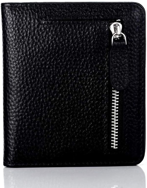 FT FUNTOR Small Wallet for Woman with Card Ladies Bifold Zipper Pocket RFID Blocking Leather Wallet Purse(Black) - Image 3