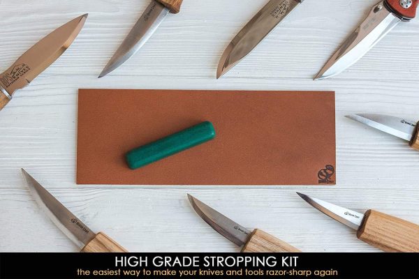 LS2P1 Leather Strop Honing Sharpening Strop Knives Chisel Tools 7cm x 20cm Double-Sided Stropping Leather Polishing Compound Vegetable Tanned Leather Stropping Polishing Carving Gouges - Image 8