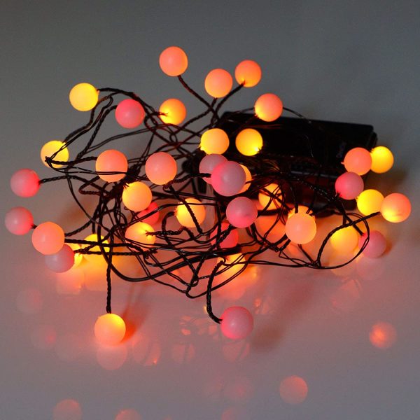 Berry Christmas Lights - 40 LED Sunset Berry Lights. Red, Orange and Yellow. Multi-Colour Christmas Lights. Battery Powered Fairy Lights for Indoor use - Image 3